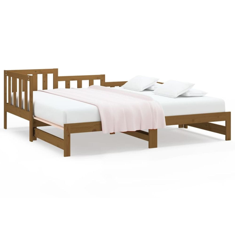 Vidaxl Rozkladacia denná posteľ hnedá 2x(90x200) cm borovicový masív