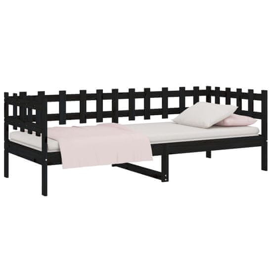 Vidaxl Denná posteľ čierna 90x190 cm borovicový masív