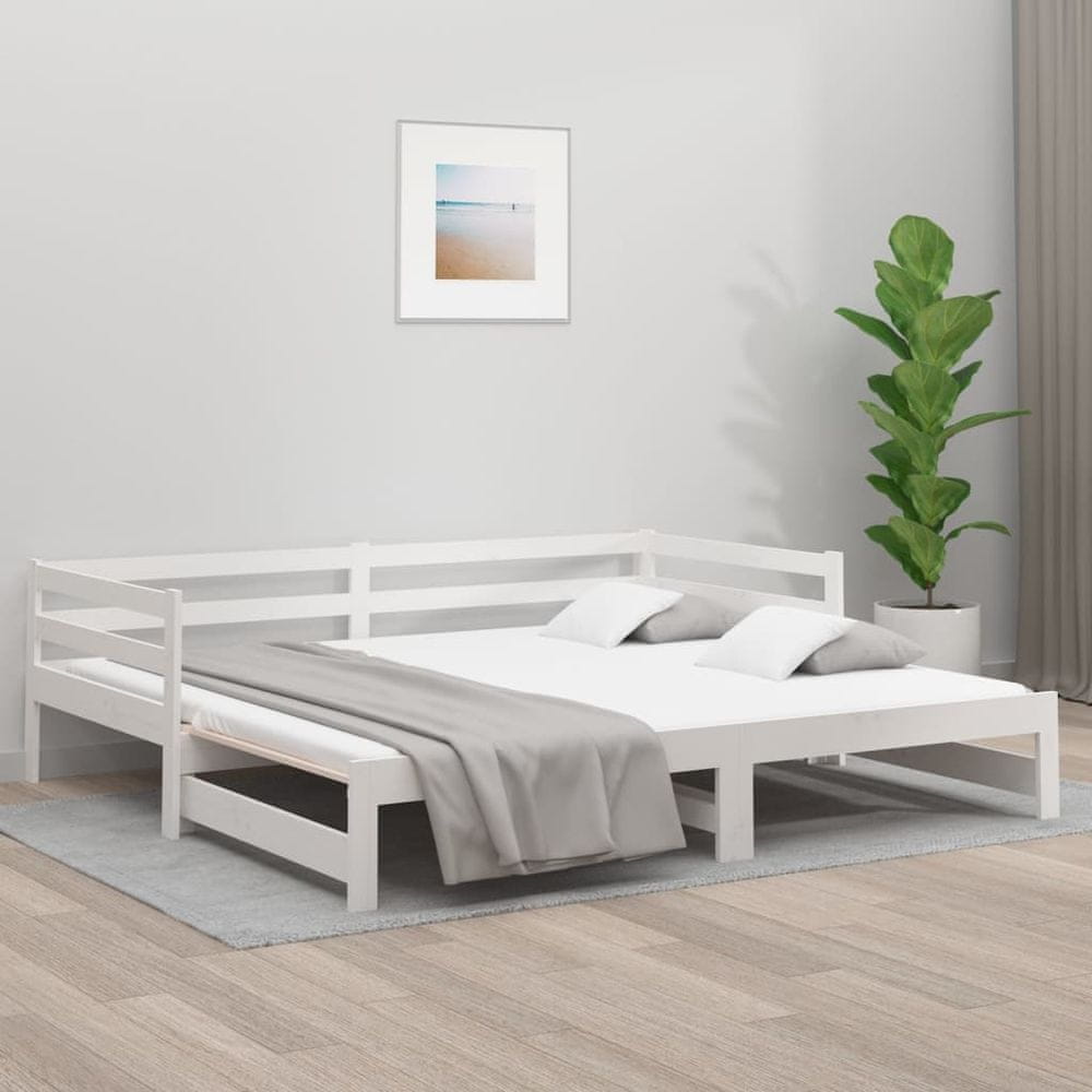 Petromila vidaXL Rozkladacia denná posteľ biela 2x(90x190) cm borovicový masív