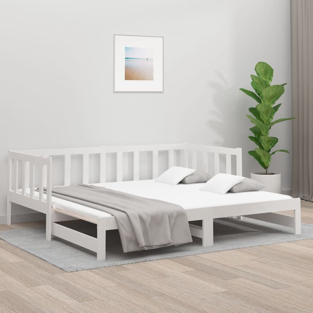 Petromila vidaXL Rozkladacia denná posteľ biela 2x(80x200) cm borovicový masív