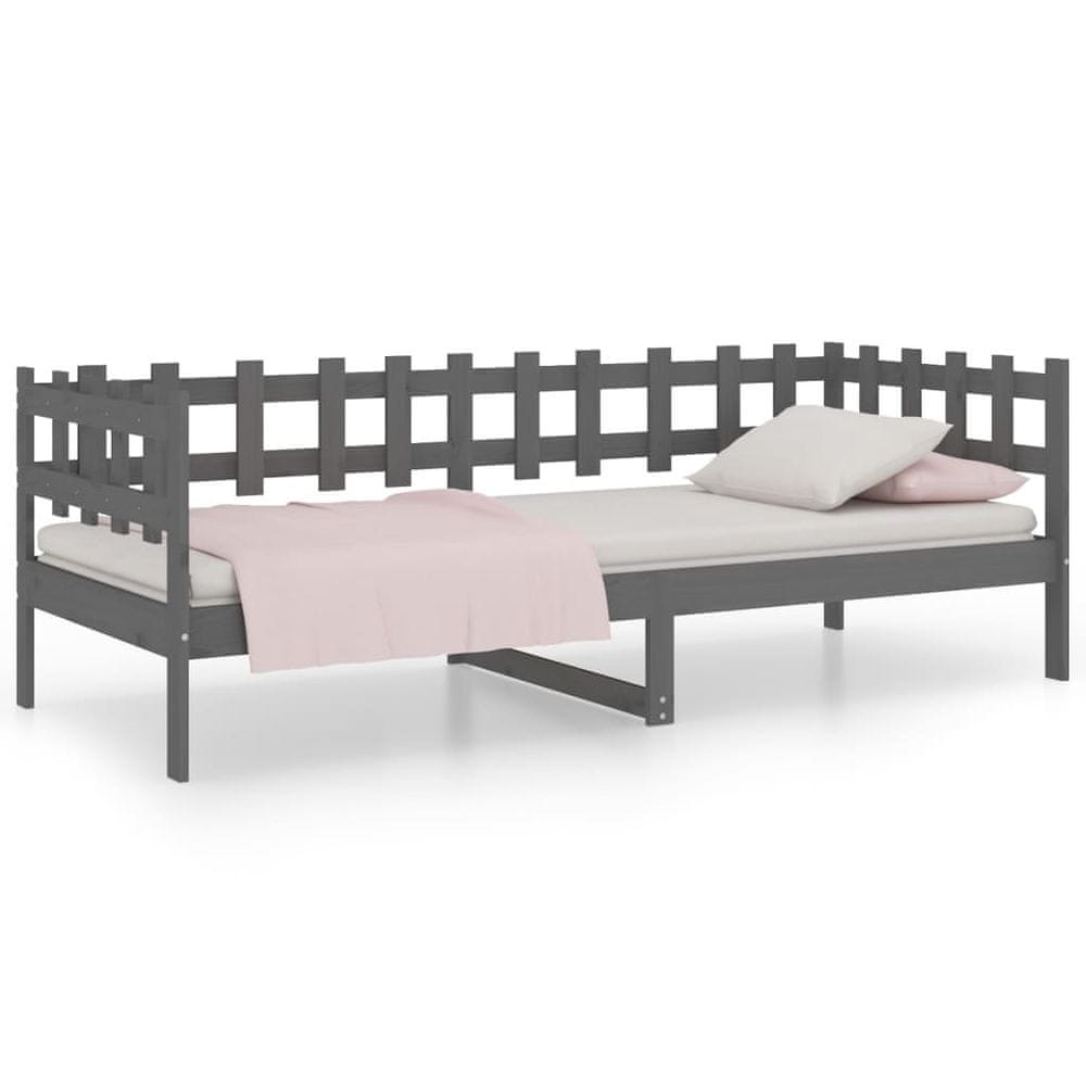 Vidaxl Denná posteľ sivá 90x190 cm borovicový masív