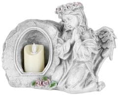 MAGIC HOME Anjel modliaci so sviečkou, LED, polyresin, na hrob
