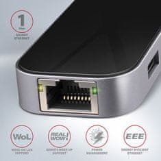 HMC-6GL, USB 3.2 Gen 1 húb, 3x USB-A, HDMI 4k/30Hz, RJ-45 GLAN, PD 100W, kábel USB-C 20cm