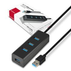 HUE-S2BL, 4x USB 3.0 CHARGING húb, micro USB napr. konektor, kábel USB-A 1.2m
