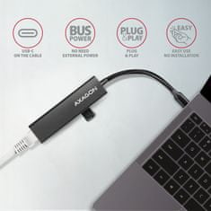 HMC-GL3A, USB 3.2 Gen 1 húb, porty 3x USB-A + Gigabit Ethernet, kovový, kábel USB-C 20cm