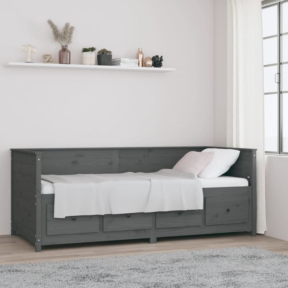 Petromila vidaXL Denná posteľ sivá 90x200 cm borovicový masív