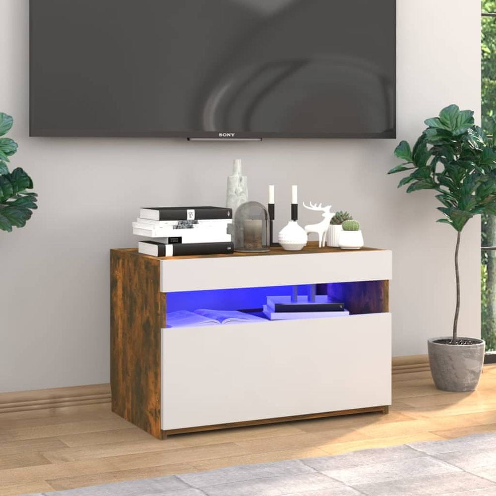 Vidaxl TV skrinka s LED svetlami dymový dub 60x35x40 cm