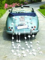 Santex Girlandy s rozetami na svadobné auto biela 10ks 300cm