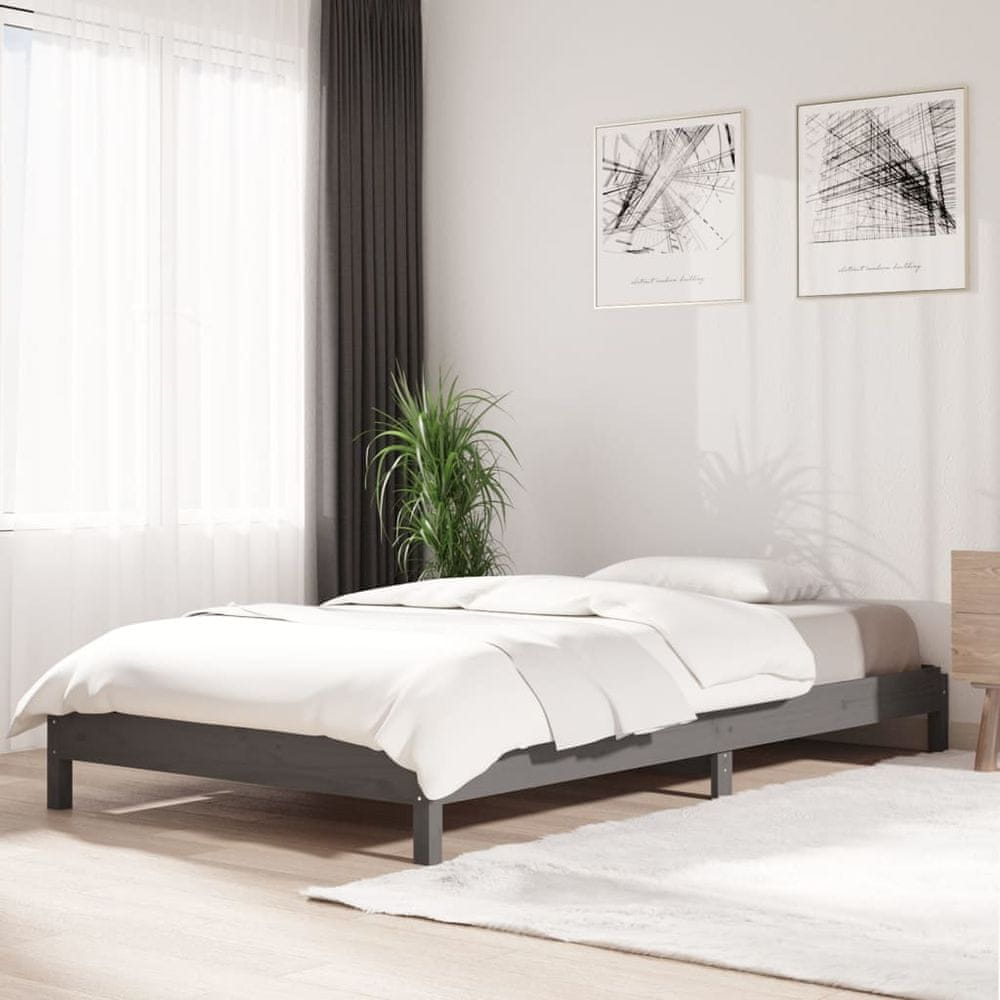 Petromila vidaXL Denná posteľ sivá 90x200 cm borovicový masív