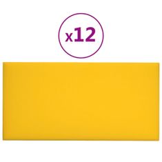 Vidaxl Nástenné panely 12 ks žlté 60x30 cm zamat 2,16 m²