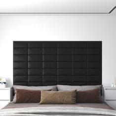 Vidaxl Nástenné panely 12 ks čierne 30x15 cm umelá koža 0,54 m²