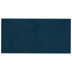 Vidaxl Nástenné panely 12 ks modré 30x15 cm zamat 0,54 m²