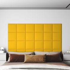 Vidaxl Nástenné panely 12 ks žlté 30x30 cm zamatové 1,08 m²