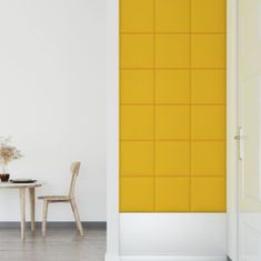 Vidaxl Nástenné panely 12 ks žlté 30x30 cm zamatové 1,08 m²