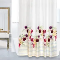 Kúpeľňové závesy - 180x200 cm - Kvet ružová, zelená, žltá