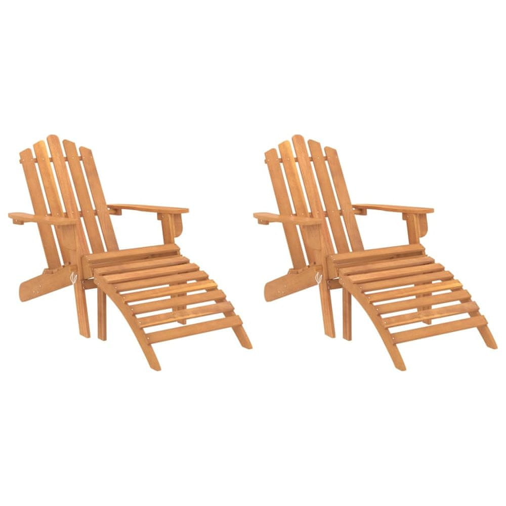 Vidaxl Záhradné stoličky s podnožkami Adirondack 2 ks akáciový masív