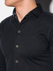 OMBRE Pánska košeľa s dlhým rukávom Earls čierna m