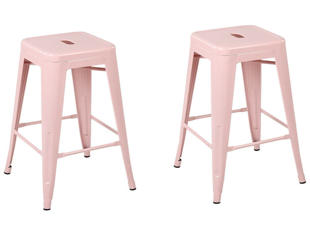 Beliani Sada 2 barových stoličiek 60 cm ružová CABRILLO