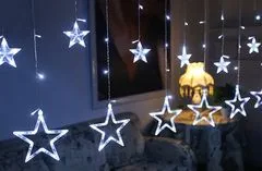 CoolCeny Vianočný LED svetelný záves – hviezdy - Bielá teplá