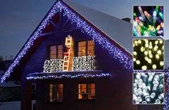 CoolCeny Vonkajší LED vianočný záves – dážď - 10 metrov - Biela