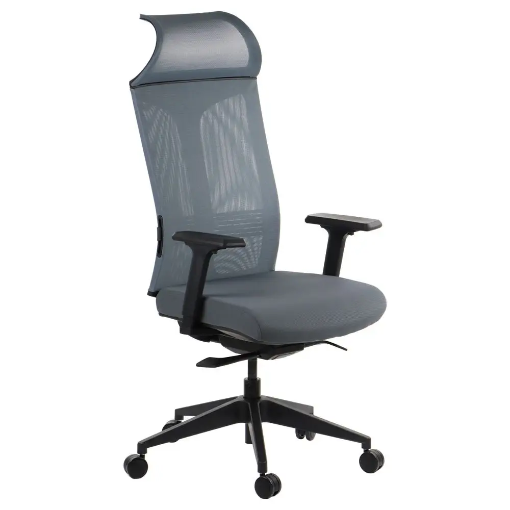 STEMA Otočná ergonomická kancelárska stolička RYDER, nylonová základňa, samovyvažovací synchrónny mechanizmus, nastaviteľné sedadlo, šedá