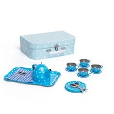 Bigjigs Toys Modrý bodkovaný čajový set