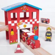 Bigjigs Rail Drevená vláčikodráha hasičská stanica