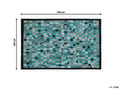 Beliani Kožený koberec 160 x 230 cm tyrkysový / sivý NIKFER