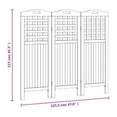 3-panelový paraván 121,5x2x115 cm akáciové masívne drevo