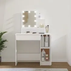 Vidaxl Toaletný stolík s LED biely 86,5x35x136 cm