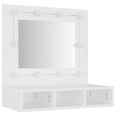 Vidaxl Zrkadlová skrinka s LED biela 60x31,5x62 cm