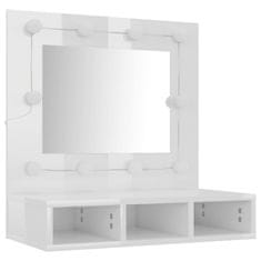 Petromila vidaXL Zrkadlová skrinka s LED lesklá biela 60x31,5x62 cm