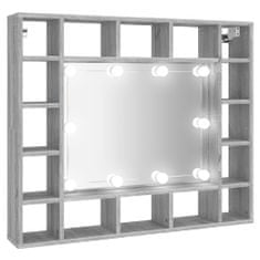 Petromila vidaXL Zrkadlová skrinka s LED sivá sonoma 91x15x76,5 cm