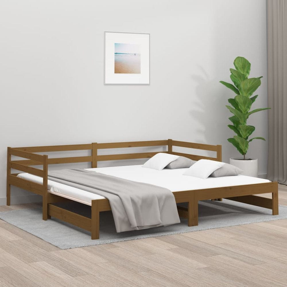 Petromila vidaXL Rozkladacia denná posteľ hnedá 2x(90x200) cm borovicový masív