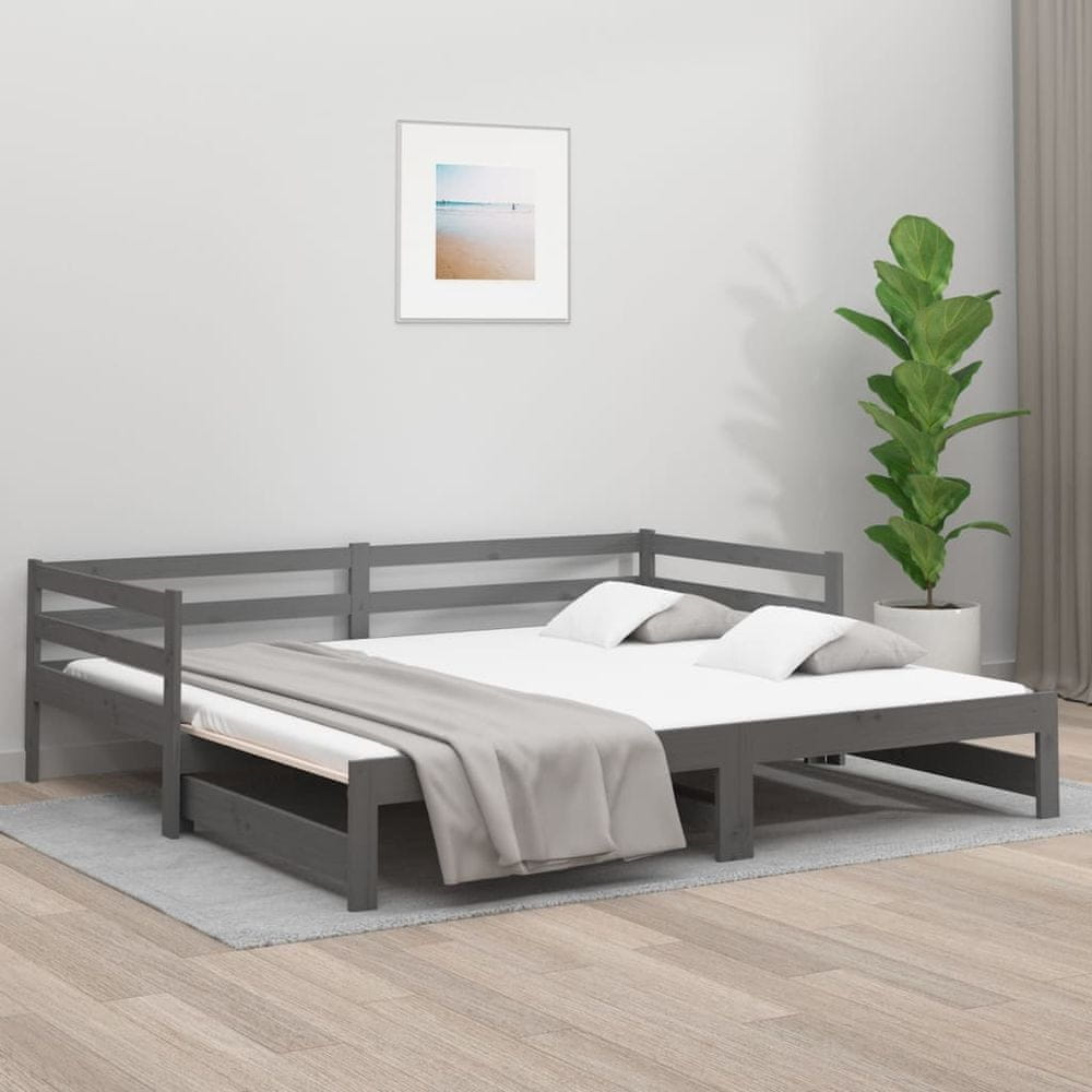 Petromila vidaXL Rozkladacia denná posteľ sivá 2x(80x200) cm borovicový masív