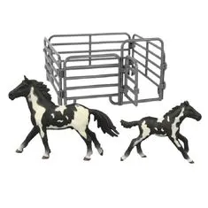 Rappa Súprava koní 2 ks s ohradou čierna a biela