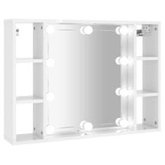 Petromila vidaXL Zrkadlová skrinka s LED lesklá biela 76x15x55 cm