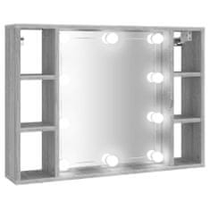 Petromila vidaXL Zrkadlová skrinka s LED sivý dub sonoma 76x15x55 cm