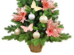 LAALU Ozdobený umelý vianočný stromček POMPADURKA 60 cm s LED OSVETLENÍM V KVETINÁČI