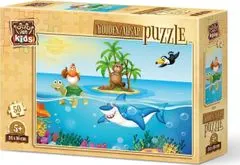 Art puzzle Drevené puzzle Kurča na dovolenke 50 dielikov