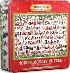 EuroGraphics Puzzle v plechovej krabičke Vianočné psy 1000 dielikov
