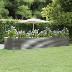 Vidaxl Vyvýšený záhradný záhon sivý 447x140x68 cm práškovaná oceľ