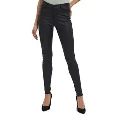 Vero Moda Dámske nohavice VMSEVEN Slim Fit 10138972 Black COATED (Veľkosť XS/32)