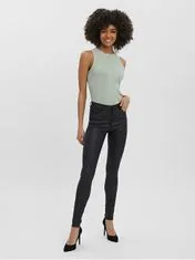 Vero Moda Dámske nohavice VMSEVEN Slim Fit 10138972 Black COATED (Veľkosť XS/32)