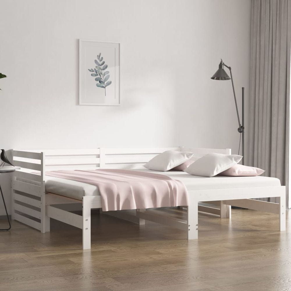 Vidaxl Rozkladacia denná posteľ biela 2x(90x190) cm borovicový masív