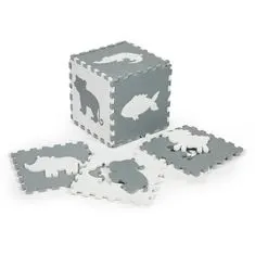 iMex Toys Vzdelávacie penová podložka puzzle zvieratka sivá / krémová