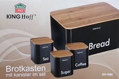 KINGHoff Chlebník s 3 nádobami na cukor, kávu a čaj Kh-1086