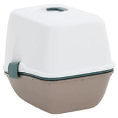 Vidaxl Toaleta pre mačky s krytom biely a hnedý 58,5x39,5x43 cm PP