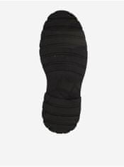 Tamaris Čierno-krémové kožené členkové topánky na podpätku Tamaris 37