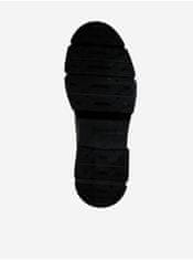 Tamaris Čierno-šedé kožené členkové topánky na podpätku Tamaris 40